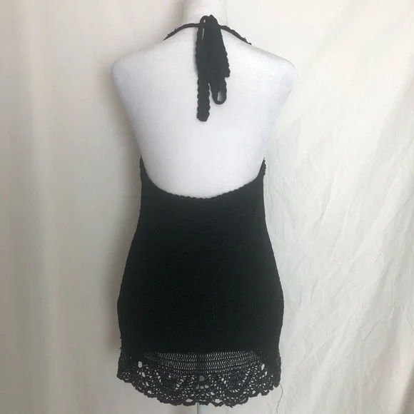 Black Beaded Sequin Trim Halter Tank - Picture 4 of 7